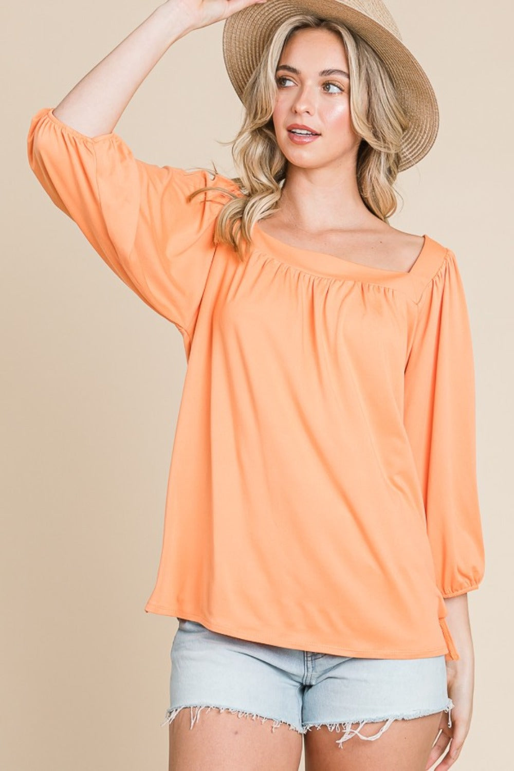 Spirit and Rebel Square Neck Puff Sleeve Boho Top [Spirit and Rebel]   