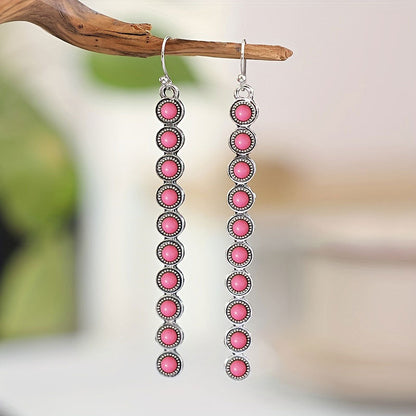 Spirit and Rebel Artificial Turquoise Alloy Bar Boho Earrings [Spirit and Rebel] Pink One Size 