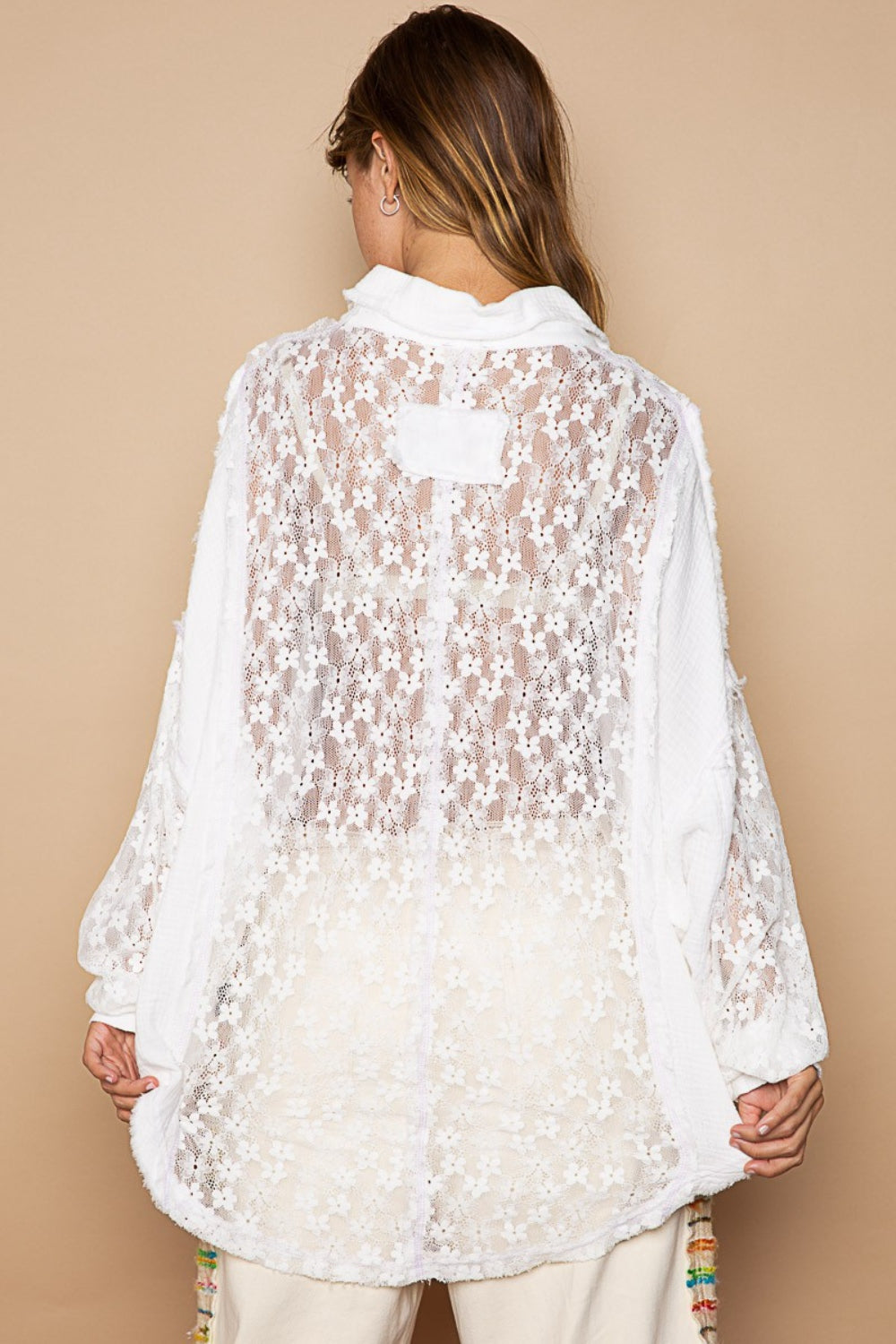 Spirit and Rebel Oversize Lace Button-Down Boho Western Boho Shirt [Spirit and Rebel]   