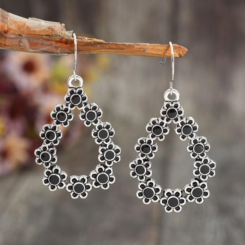 Alloy Flower Teardrop Shape Boho Earrings - Spirit and Rebel [Spirit and Rebel] Silver One Size 