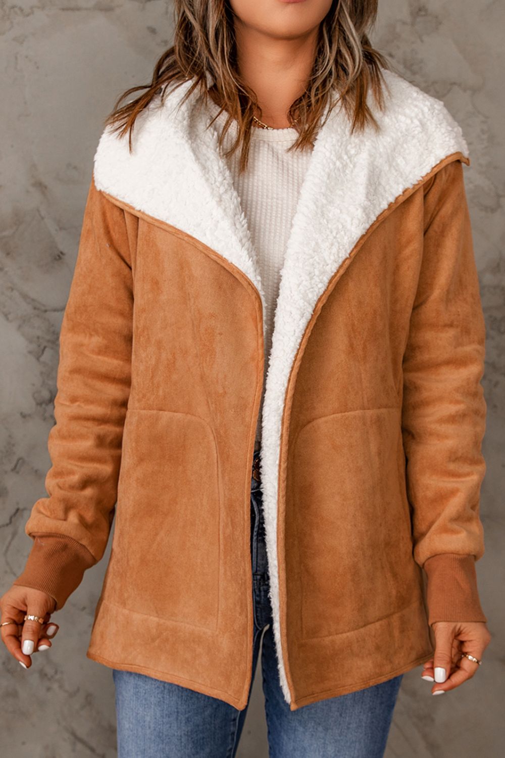 Open Front Long Sleeve Sherpa Jacket [Spirit and Rebel]