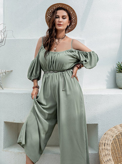 Spirit and Rebel Spaghetti Strap Wide Leg Boho Jumpsuit [Spirit and Rebel]   