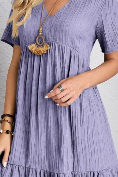 Plus Size V-Neck Short Sleeve Boho Dress - Spirit and Rebel [Spirit and Rebel]   