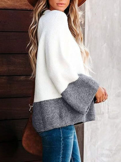 Contrast Round Neck Long Sleeve Sweater [Spirit and Rebel]