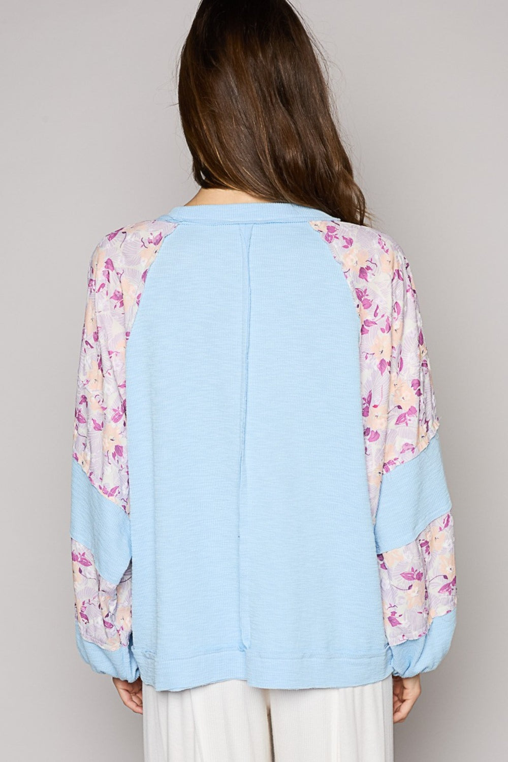 Round Neck Balloon Floral Long Sleeve Boho Top - Spirit and Rebel [Spirit and Rebel]   