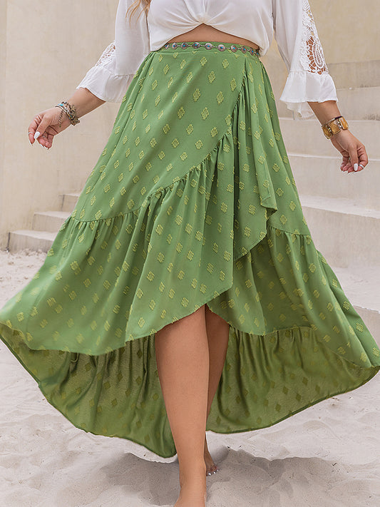 Plus Size High-Low Skirt - Spirit and Rebel [Spirit and Rebel] Matcha Green 0XL 