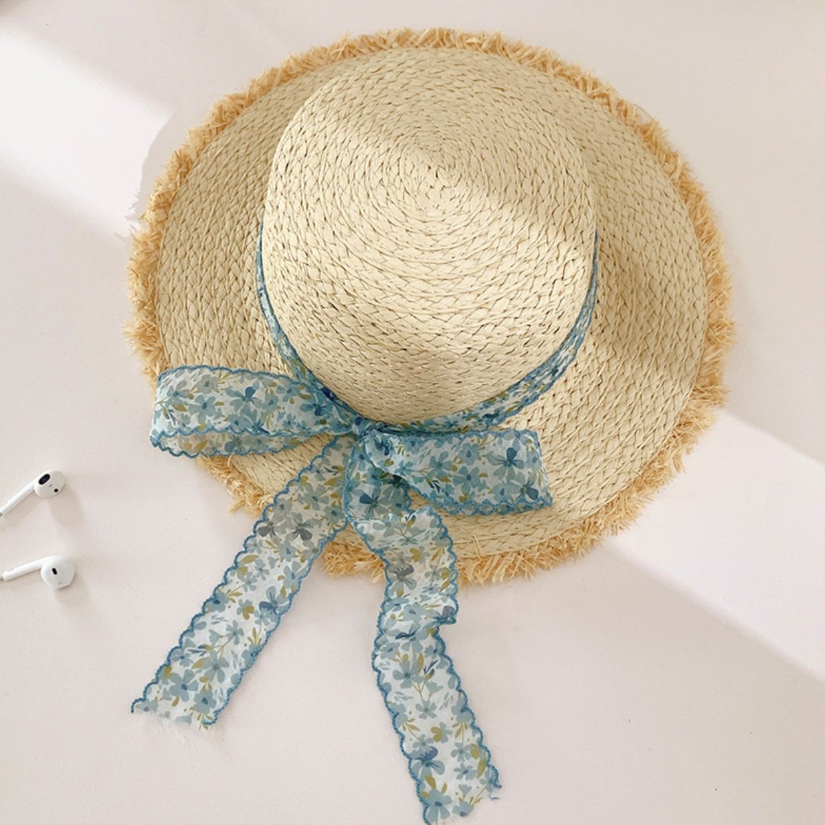 Raffia Straw Braided Sun Boho Hat - Spirit and Rebel [Spirit and Rebel] Cerulean One Size 