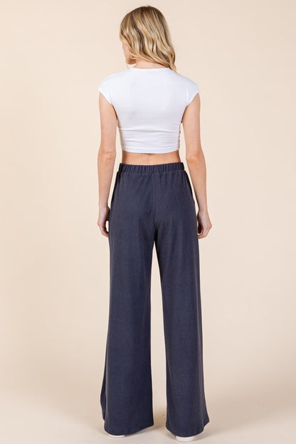 Elastic Waist Wide Leg Pants with Pockets [Spirit and Rebel]