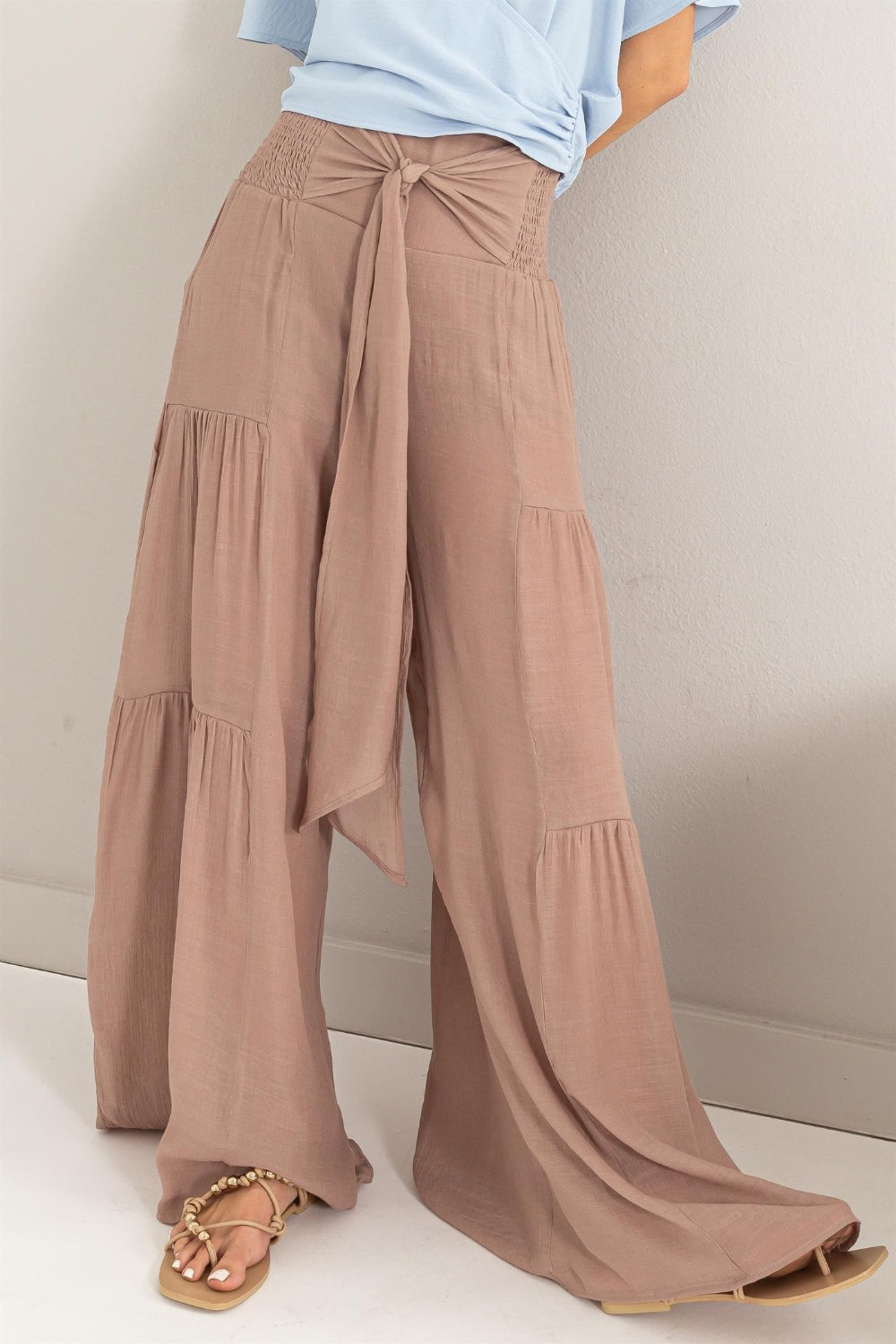 HYFVE Tie Front Ruched Tiered Pants [Spirit and Rebel]   