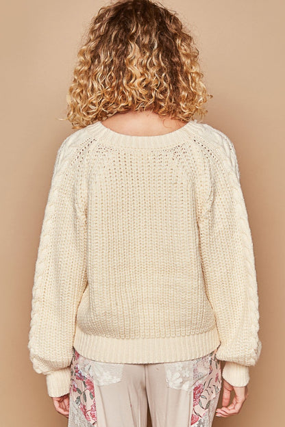 Cable Knit Cutout Long Sleeve Boho Sweater - Spirit and Rebel [Spirit and Rebel]   