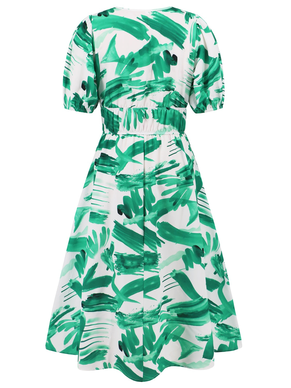 Boho Chic  Ruched Printed Surplice Short Sleeve Dress [Spirit and Rebel]   