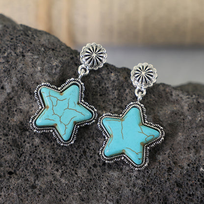 Artificial Turquoise Alloy Star Boho Earrings - Spirit and Rebel [Spirit and Rebel]   