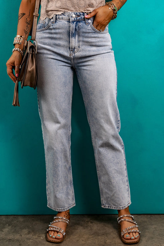 Pocketed Mid-Rise Waist Boho Jeans - Spirit and Rebel [Spirit and Rebel] Light 6 