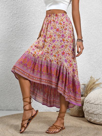 High-Low Elastic Waist Boho Skirt [Spirit and Rebel]   