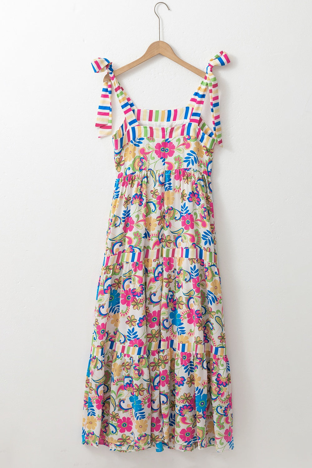 Tied Floral Sleeveless Maxi Boho Dress - Spirit and Rebel [Spirit and Rebel]   