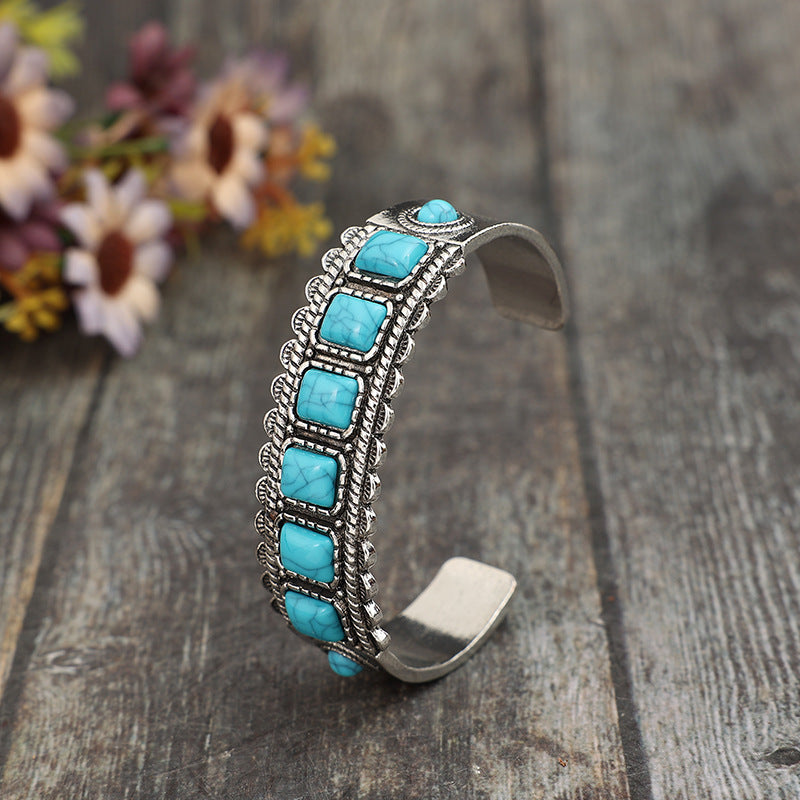 Alloy Inlaid Natural Stone Boho Bracelet - Spirit and Rebel [Spirit and Rebel]   