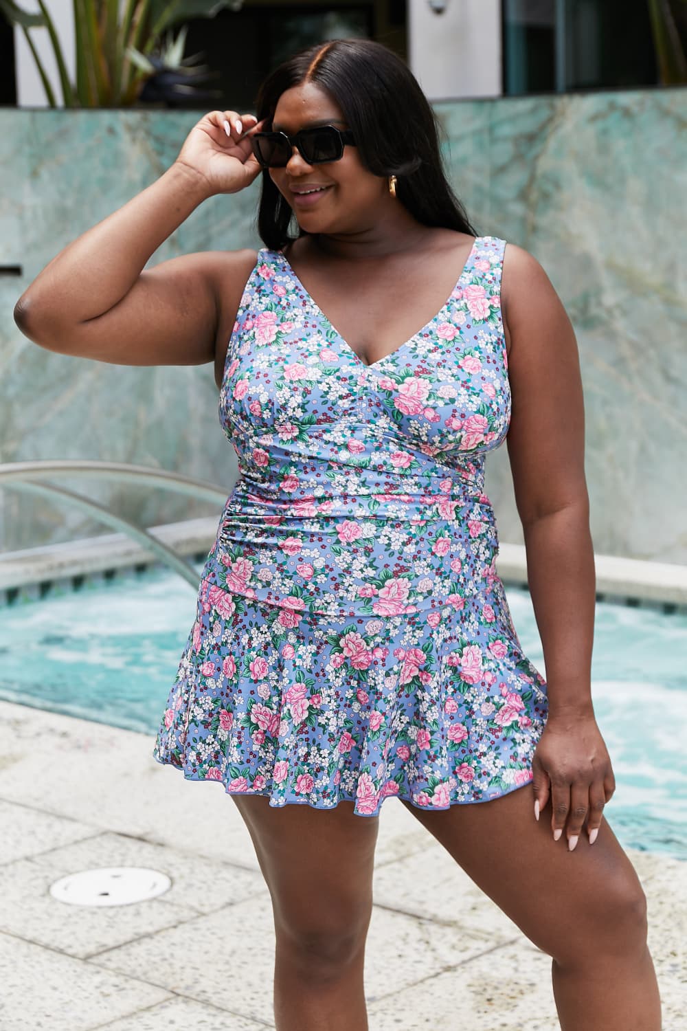 Marina West Swim Plus Size Clear Waters Swim Dress in Rose Sky Mother Daughter Swimwear [Spirit and Rebel]