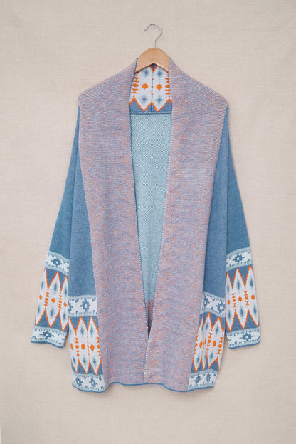 Geometric Open Front Long Sleeve Cardigan [Spirit and Rebel]