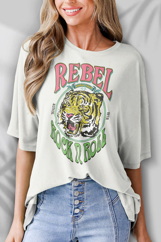 Round Neck Half Sleeve T-Boho Shirt - Spirit and Rebel [Spirit and Rebel] Sage S 