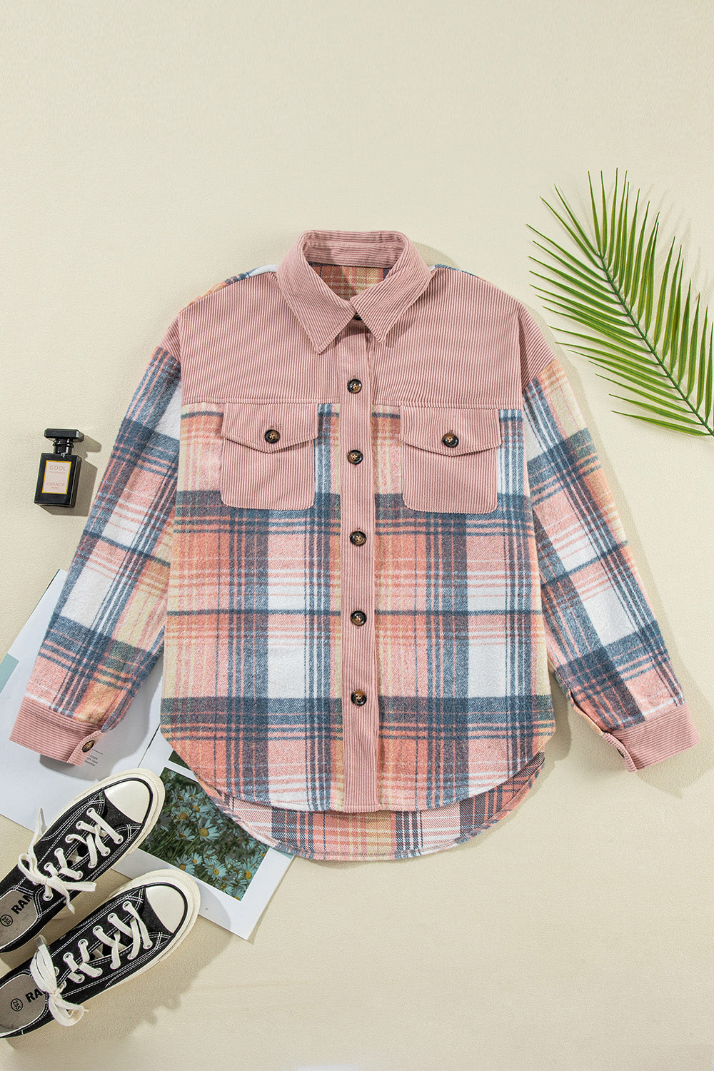 Plaid Button Up Long Sleeve Shacket - Spirit and Rebel [Spirit and Rebel]   