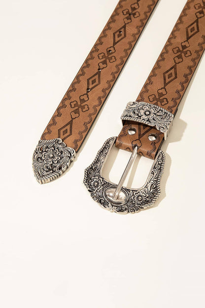 Patterned PU Leather Boho Belt - Spirit and Rebel [Spirit and Rebel]   