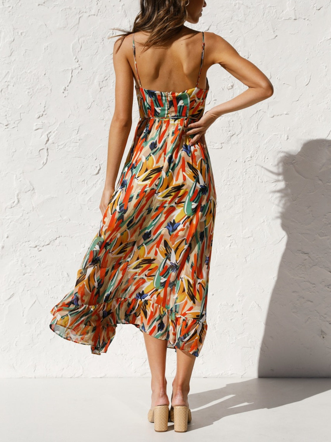 Printed Sleeveless Midi Cami Boho Wedding Guest Dress [Spirit and Rebel]   