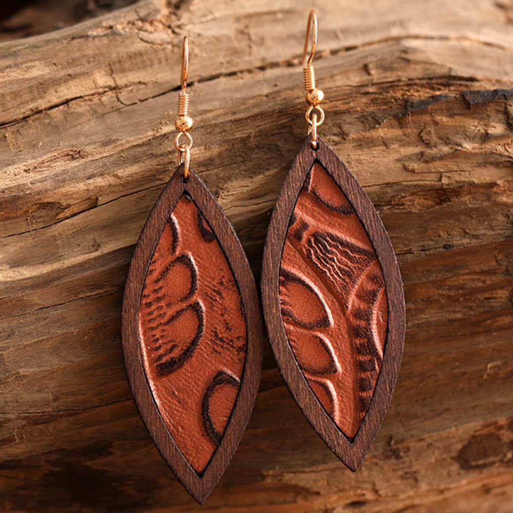 Geometrical Shape Wooden Dangle Earrings [Spirit and Rebel]   