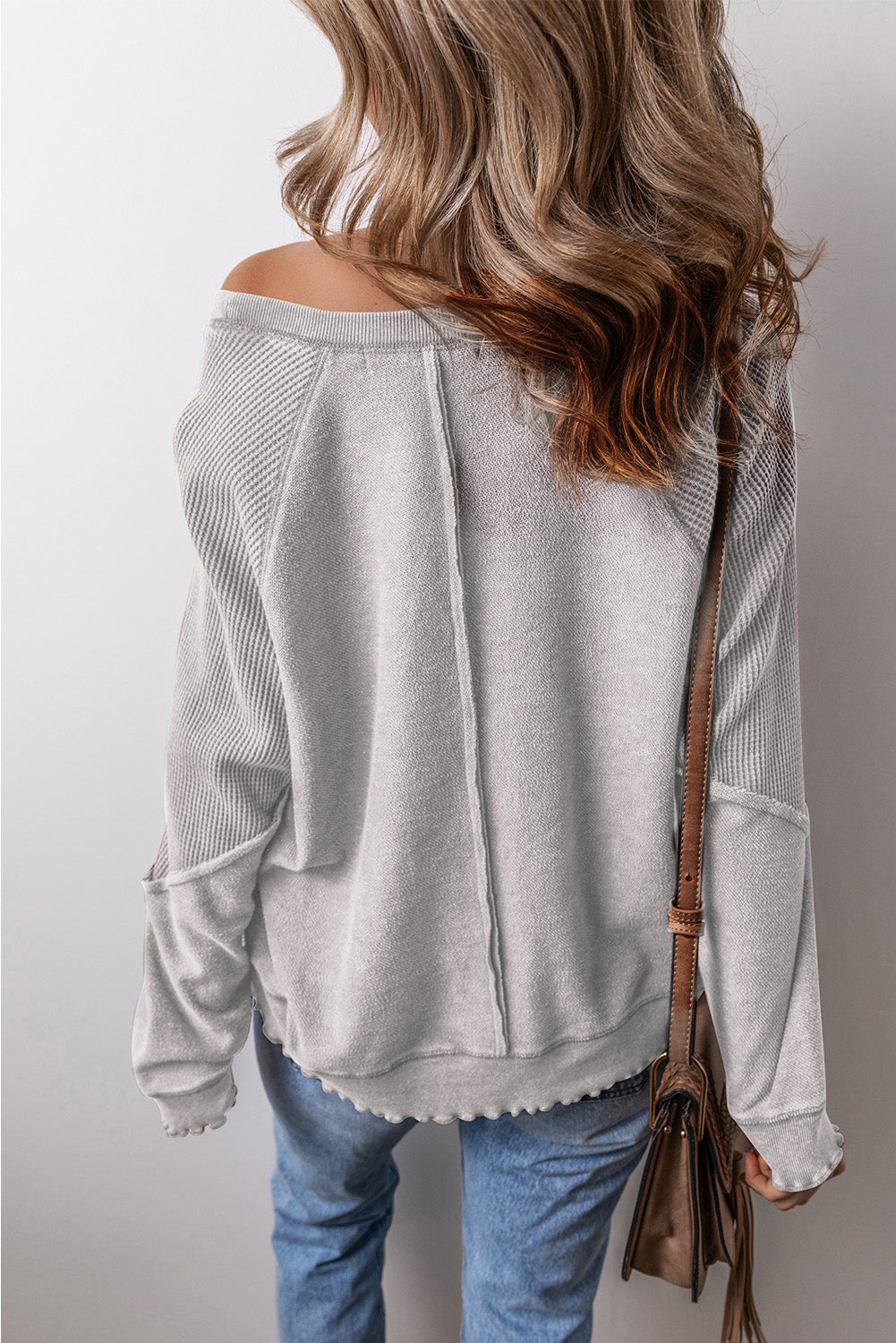 Round Neck Long Sleeve Boho Sweatshirt - Spirit and Rebel [Spirit and Rebel]   