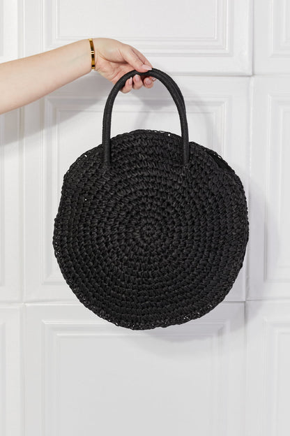 Justin Taylor Beach Date Straw Rattan Handbag in Black [Spirit and Rebel]