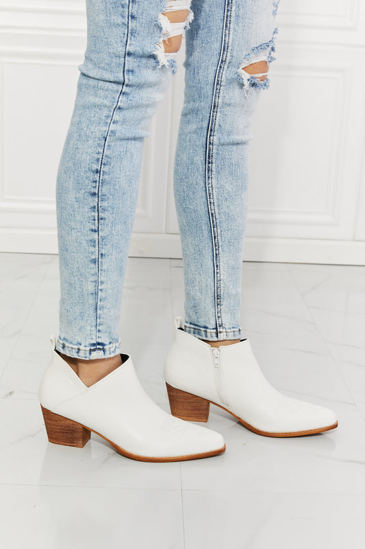 MMShoes Trust Yourself Embroidered Crossover Cowboy Bootie in White [Spirit and Rebel] White 6 