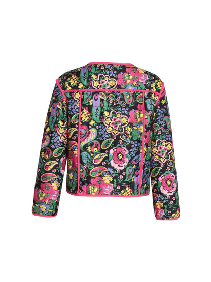 Spirit and Rebel Tied Printeded Long Sleeve Boho Jacket [Spirit and Rebel]   