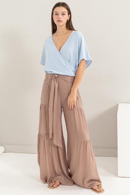 HYFVE Tie Front Ruched Tiered Pants [Spirit and Rebel]   