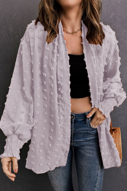 Swiss Dot Long Sleeve Boho Jacket [Spirit and Rebel] Lavender S 