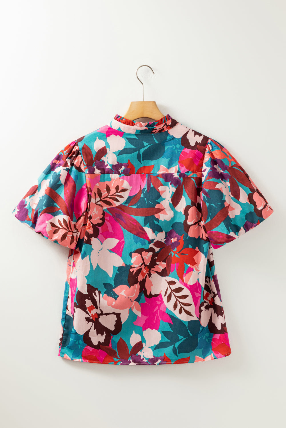 Printed Notched Puff Sleeve Boho Blouse [Spirit and Rebel]   