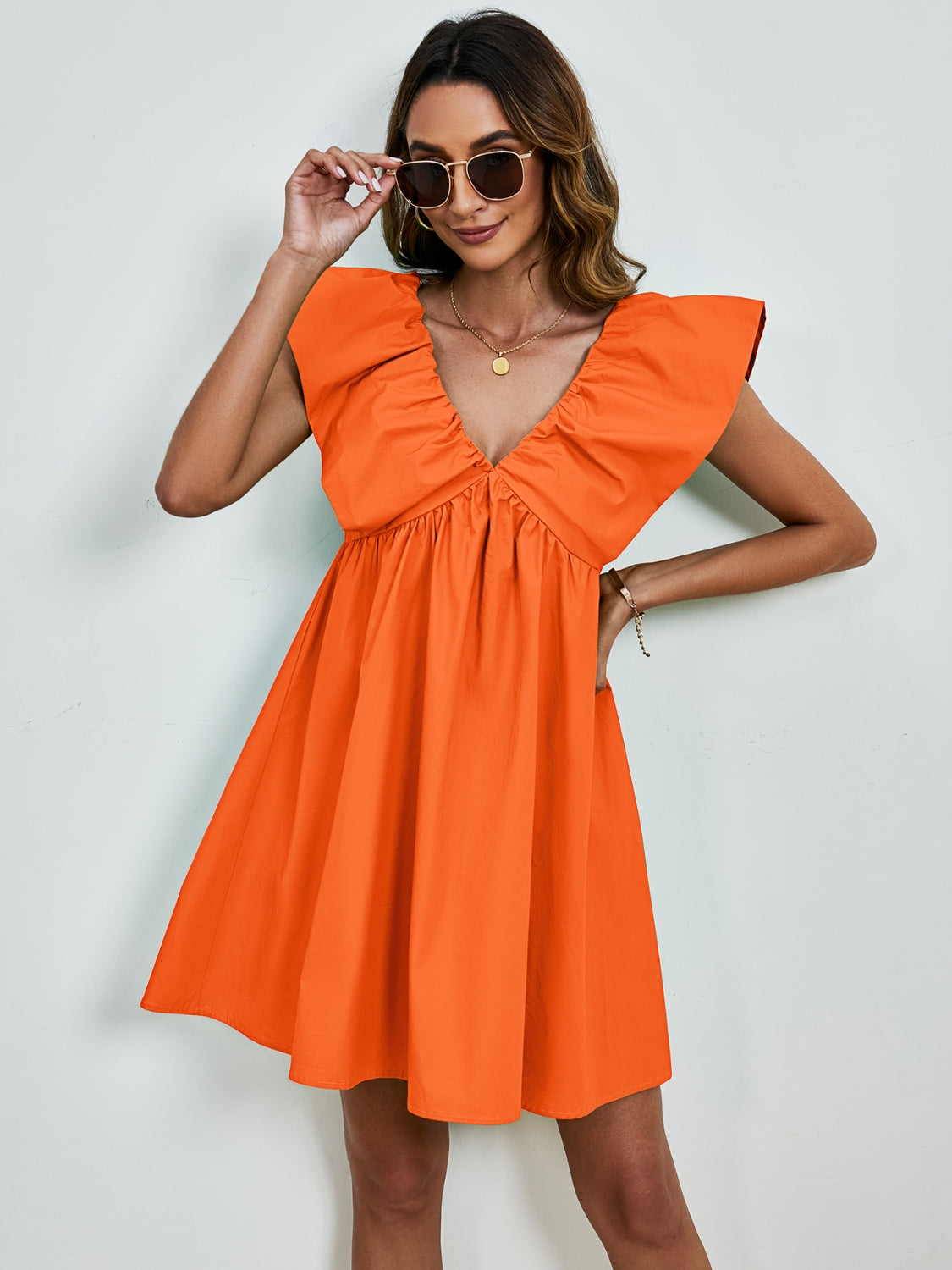 V-Neck Cap Sleeve Mini Boho Dress - Spirit and Rebel [Spirit and Rebel]   