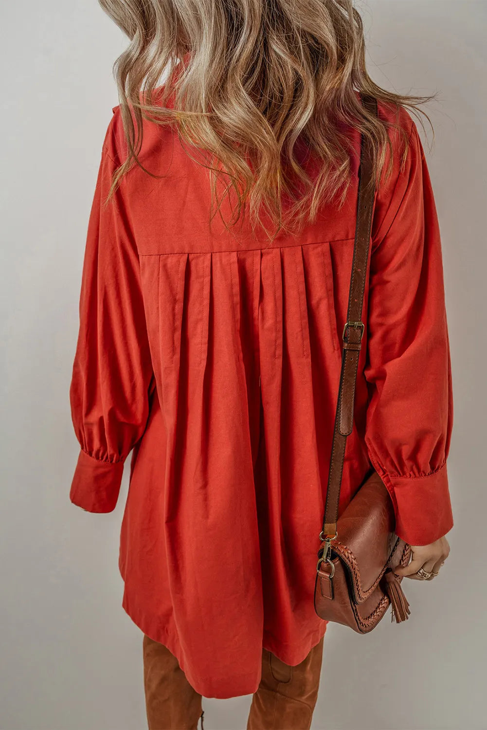 Pocketed Button Down Long Sleeve Boho Chic Shirt Dress - Spirit and Rebel [Spirit and Rebel]   