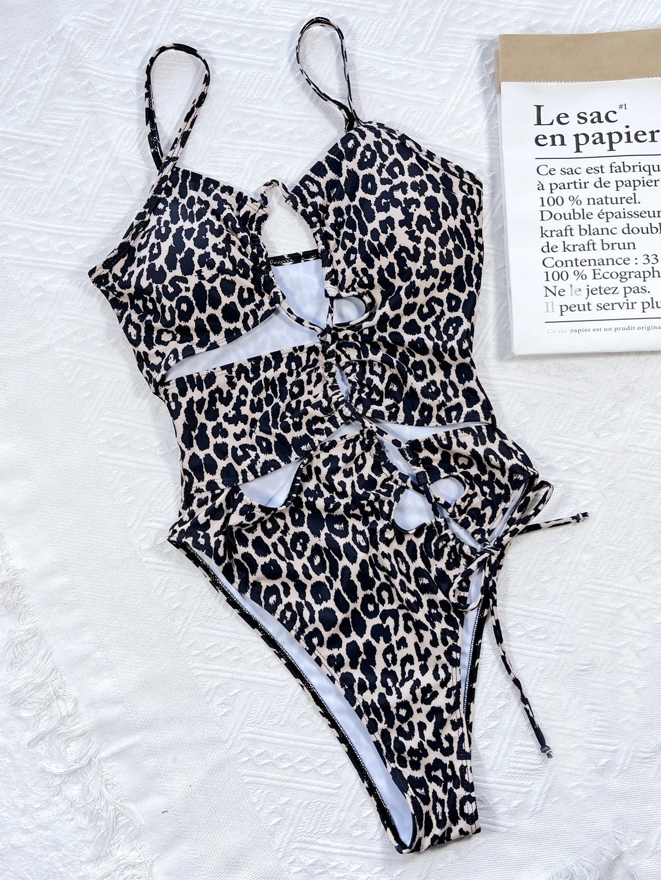 Leopard Cutout Tied One-Piece Swimsuit [Spirit and Rebel]