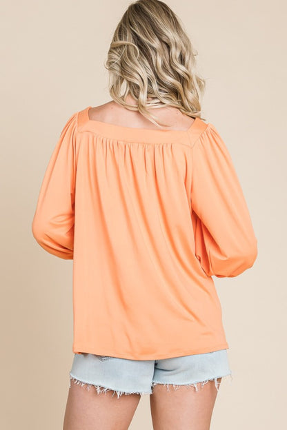 Spirit and Rebel Square Neck Puff Sleeve Boho Top [Spirit and Rebel]   