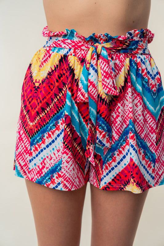 High Waisted Printed Boho Shorts - Spirit and Rebel [Spirit and Rebel] Multi S 