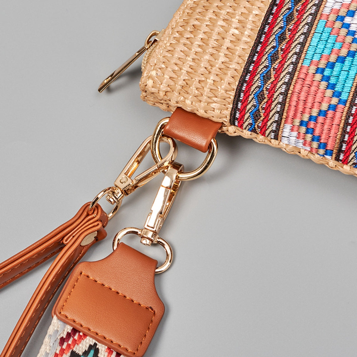 Geometric Straw Weave Crossbody Boho Bag - Spirit and Rebel [Spirit and Rebel]   