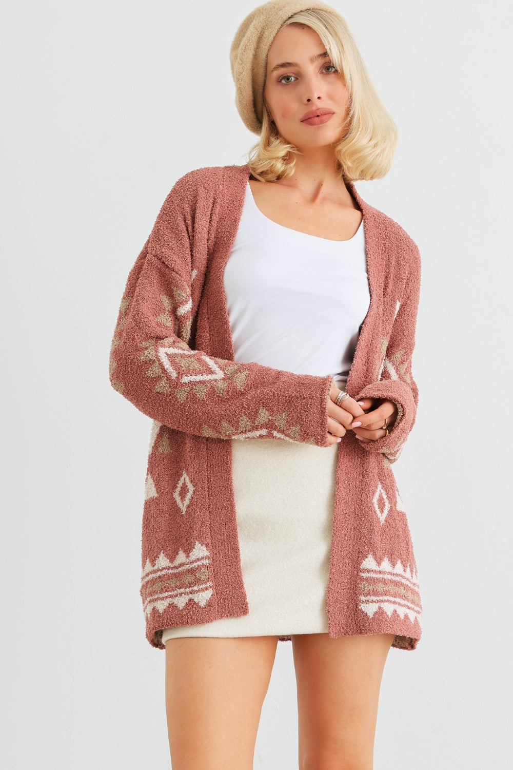 /Loveriche Open Front Long Sleeve Boho Cardigan - Spirit and Rebel [Spirit and Rebel] Brick S 