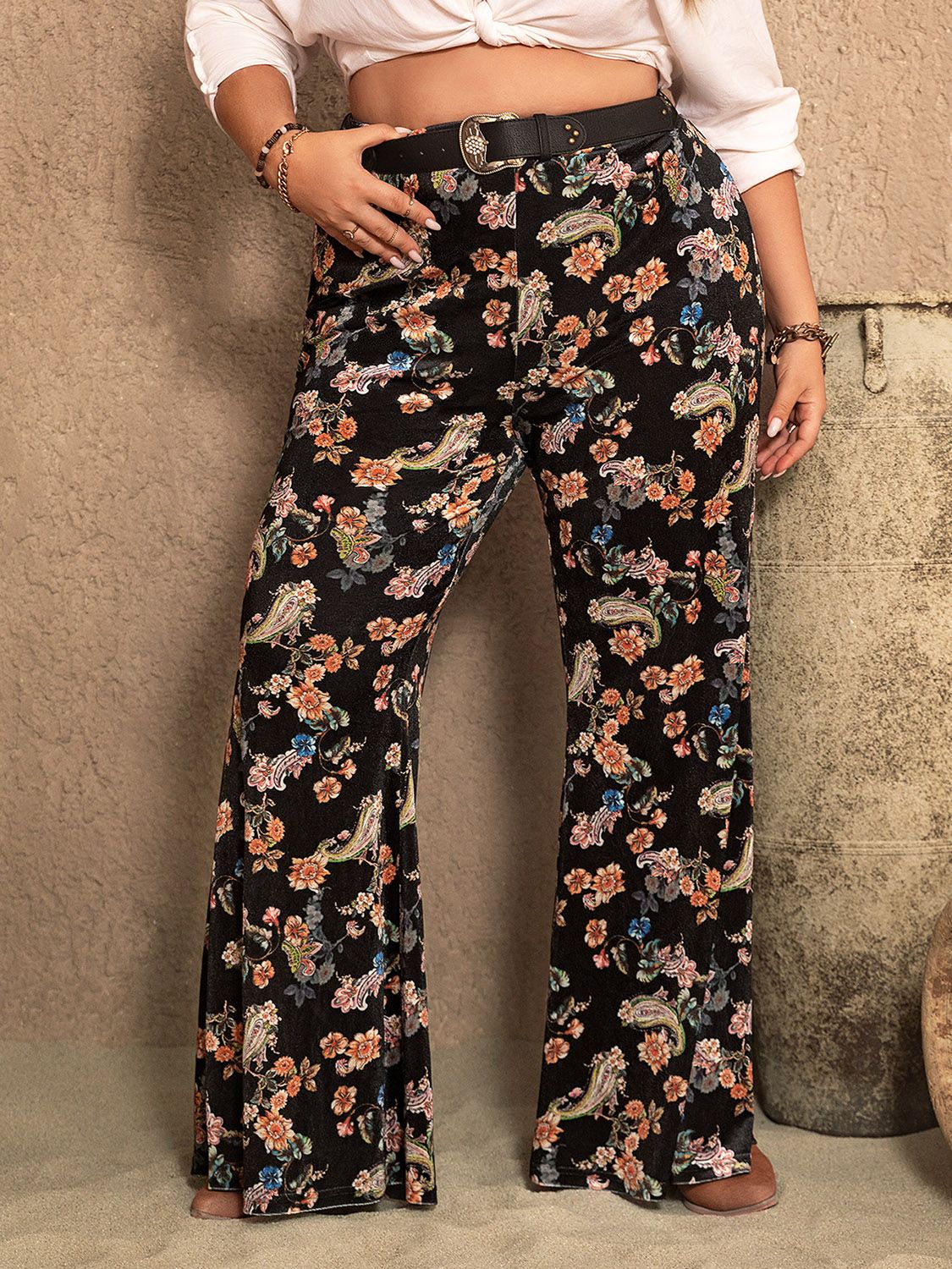 Spirit and Rebel Plus Size Wide Leg Printed Boho Pants [Spirit and Rebel]   