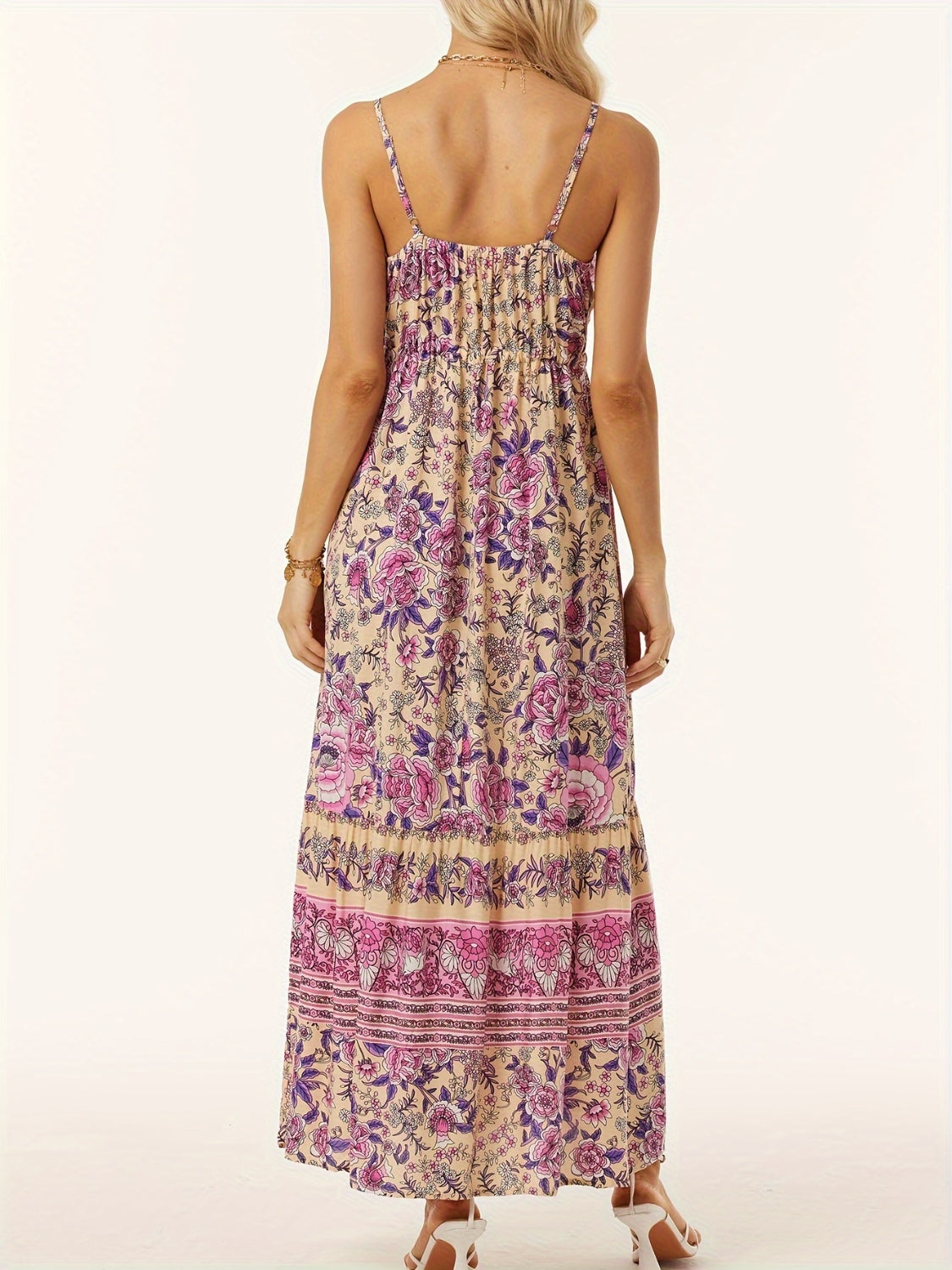 Printed Scoop Neck Midi Cami Boho Dress [Spirit and Rebel]   