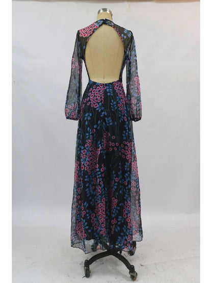 Enchanted Evening Floral Open Back Bohemian Gown [Spirit and Rebel]   