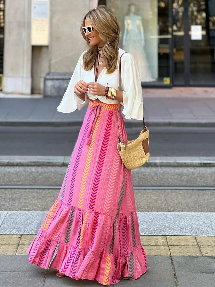 Boho maxi skirt pink hotsell