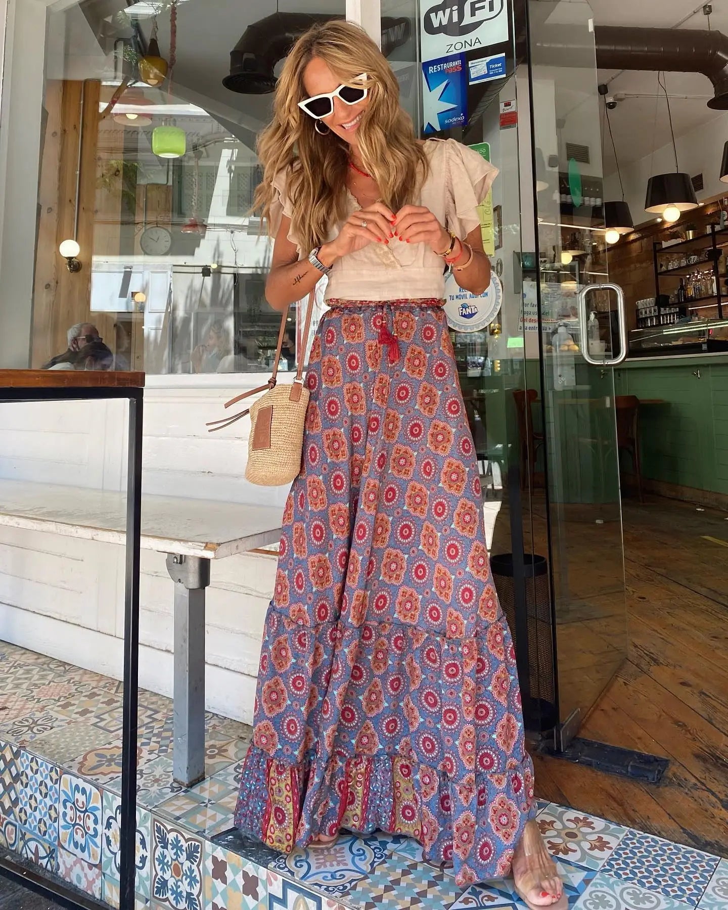 Free Spirit Wanderlust Boho Maxi Skirt [Spirit and Rebel] Lavender S 