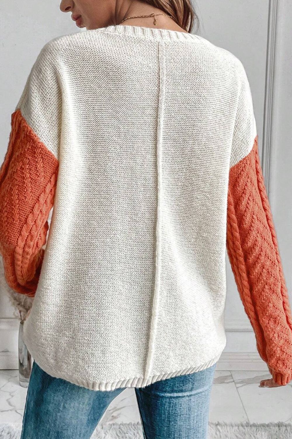 Color Block Round Neck Long Sleeve Boho Sweater - Spirit and Rebel [Spirit and Rebel]   