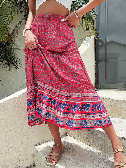 Printed Tiered High Waist Skirt [Spirit and Rebel]   