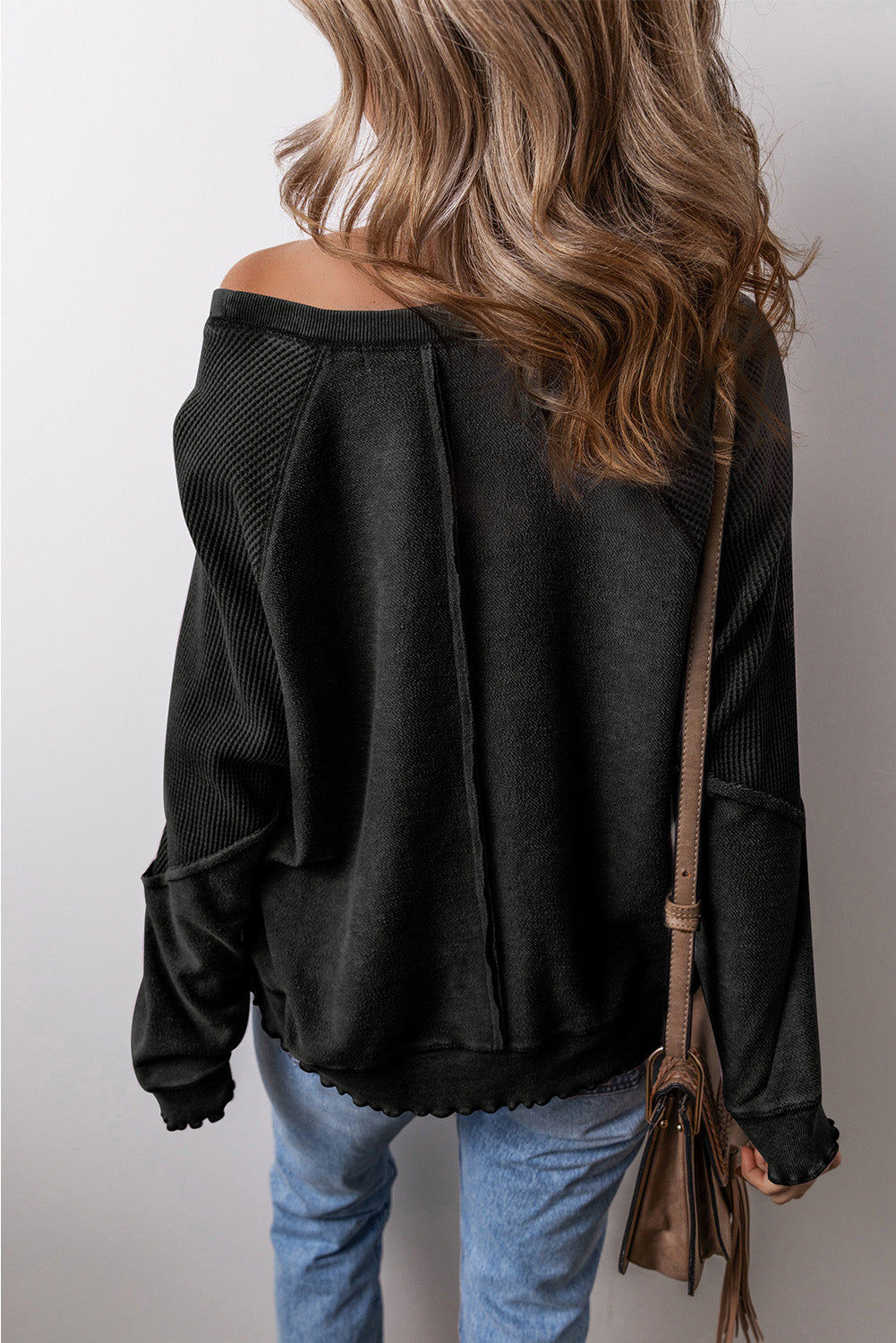 Round Neck Long Sleeve Boho Sweatshirt - Spirit and Rebel [Spirit and Rebel]   