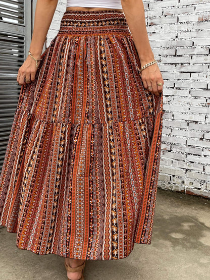 Printed Elastic Waist Maxi Skirt [Spirit and Rebel]   